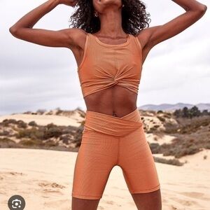 aerie offline ribbed shine high waisted bike short